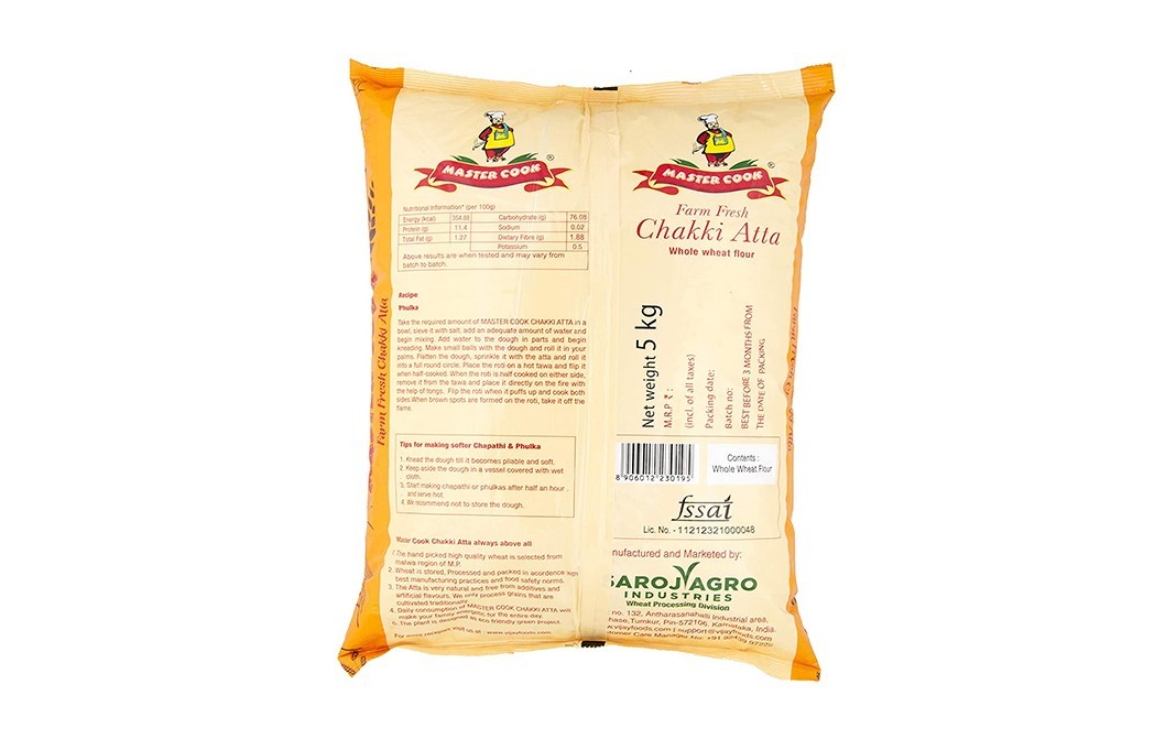 Master Cook Farm Fresh Chakki Atta    Pack  5 kilogram